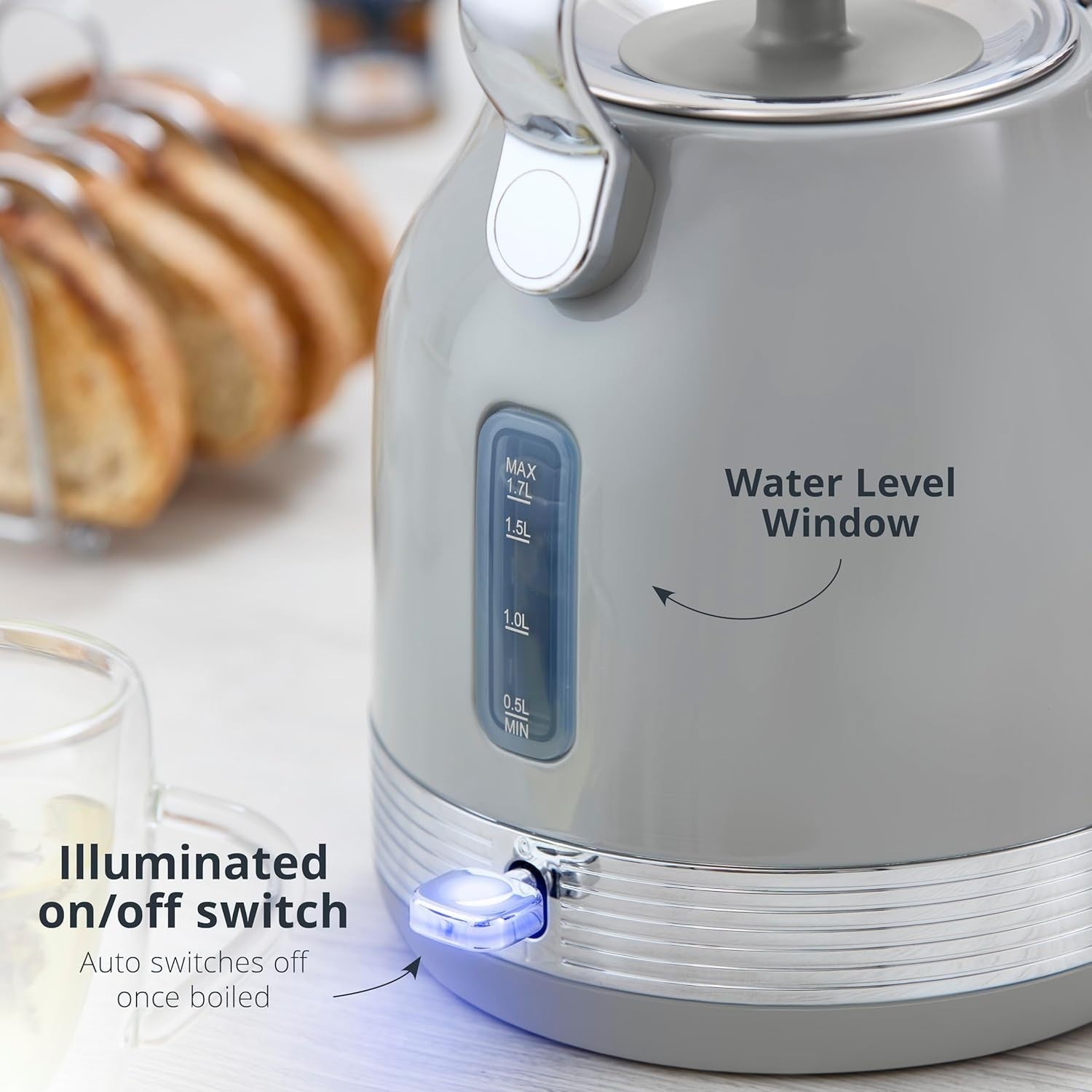 Swan Retro Revive Grey Stovetop Kettle Toaster Microwave Breadbin Canisters Set10