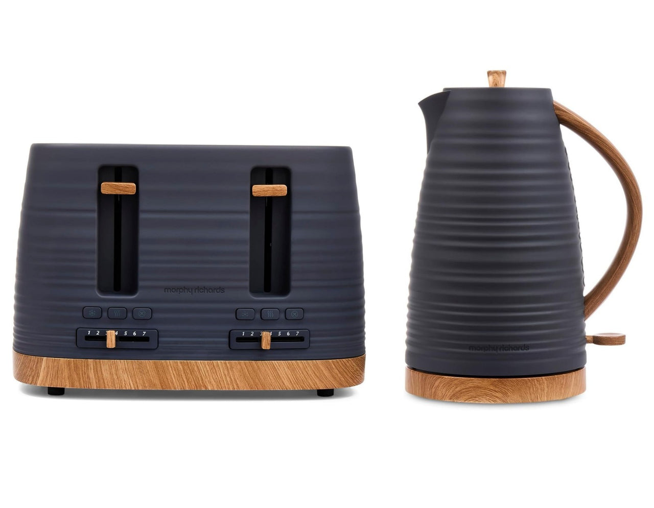Morphy Richards Clay Range Kettle, 4 Slice Toaster Set in Flint0