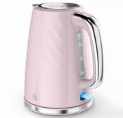 Swan Windsor Pink 1.7L 3kW Rapid Boil Kettle Cordless SK14611PNK Chrome Accents0