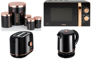 Tower Rose Gold/Black Kettle Toaster 20L Microwave & 5 Piece Kitchen Storage Set