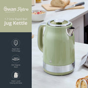 Swan Retro Revive Green Jug Kettle 2 Slice Toaster & 800W Microwave Kitchen Set1