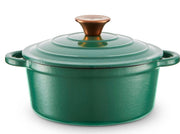 Barbary & Oak Foundry 20cm Round Casserole Pan Cast Iron in Verdigris Green