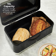 Swan Solace Black Breadbin & 3 Canisters Kitchen Storage Set Chrome Trim3