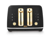 Morphy Richards Accents Black & Gold 1.5L 3KW Pyramid Kettle & 4 Slice Toaster. Classic Design Kettle & Toaster Matching Set with Modern Features