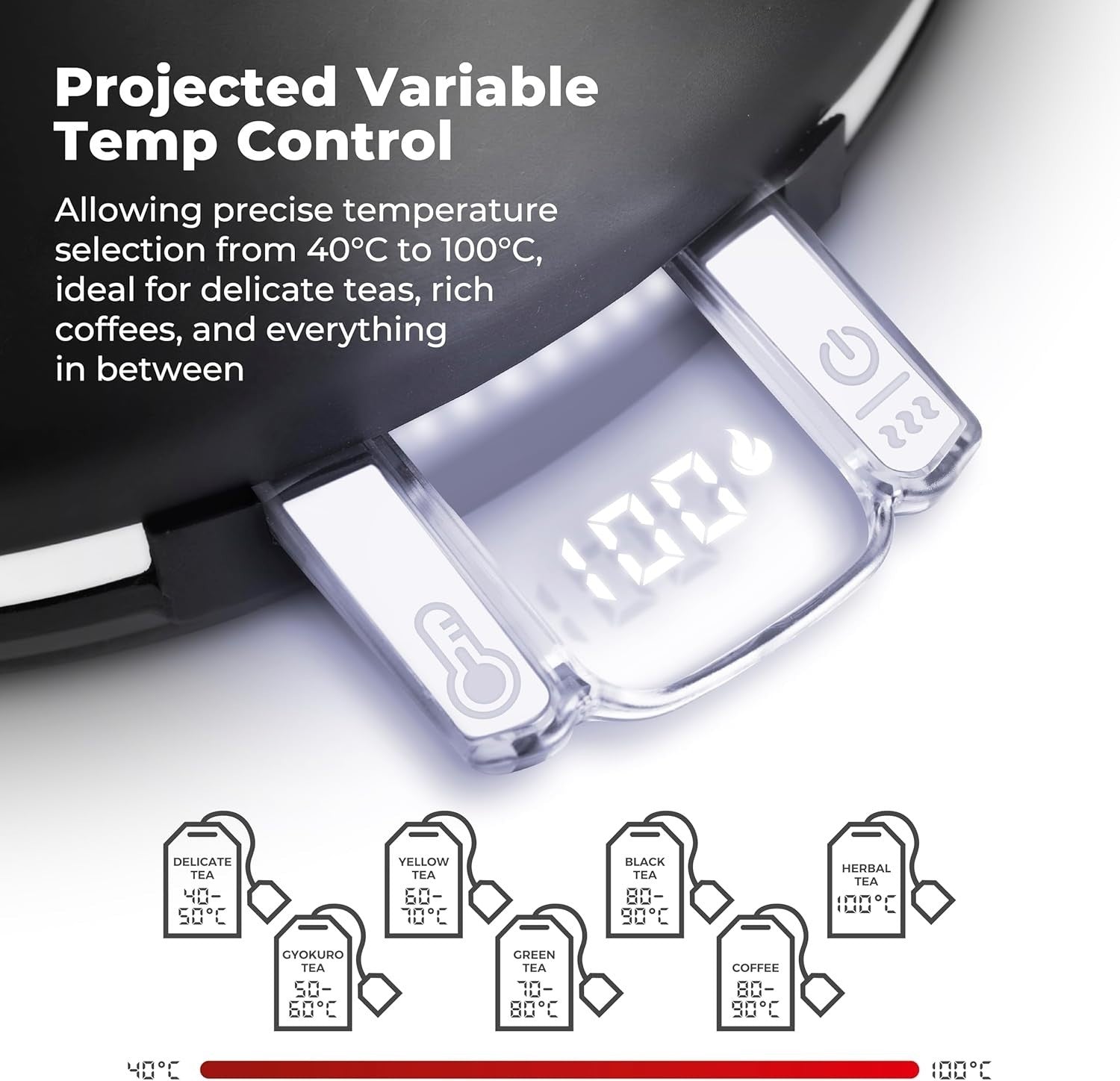 Tower Mirage Black Digital Kettle Variable Temperature Control T10087BLK3