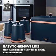 Tower Cavaletto Blue Bread Bin Canisters Kitchen Roll Holder Kitchen Storage Set1