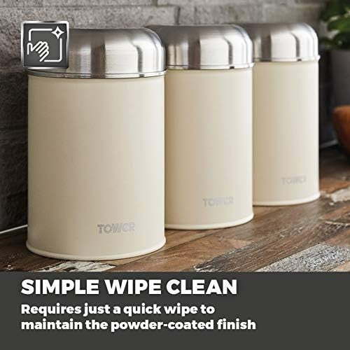Tower  Infinity Tea Coffee Sugar Canisters in Pebble Kitchen Storage T826101PEB3