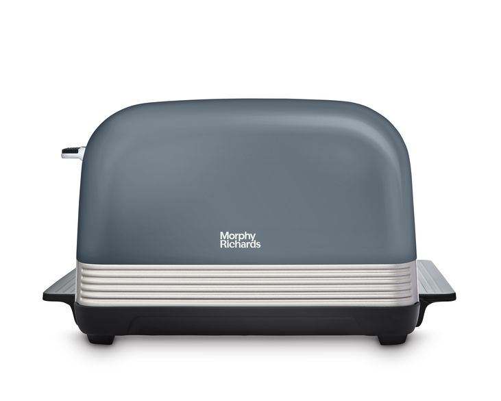 Morphy Richards Venture Retro Basalt 1.5L 3KW Pyramid Kettle & 4 Slice Toaster. Elegant Matching Retro Style Set in Grey/Blue Colour