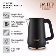 Tower Cavaletto Kettle, 4 Slice Toaster, Canisters, Towel Pole & Microwave Black8