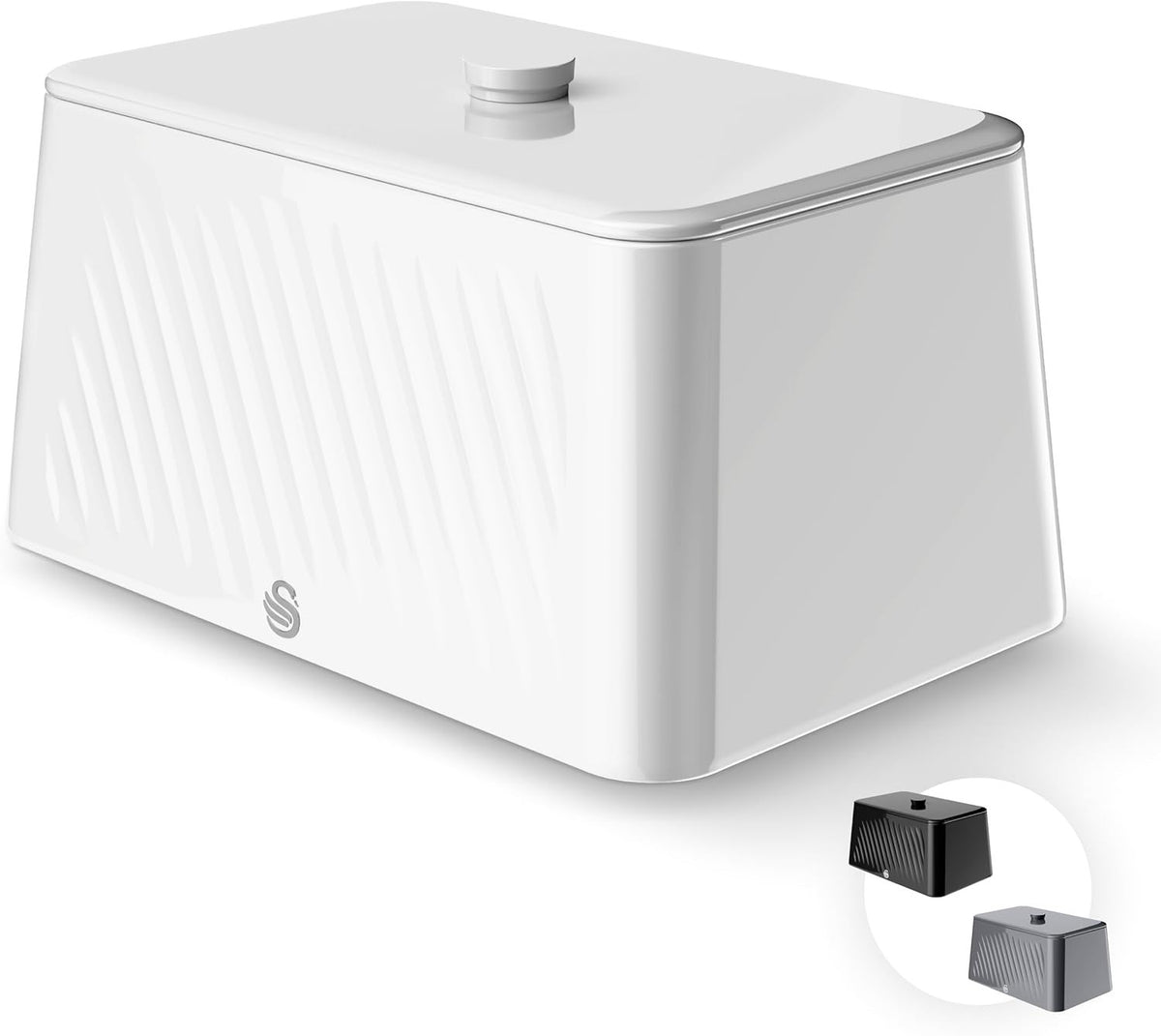Swan Windsor White 16L Bread Bin with Removable Lid SWKA18539WHT6