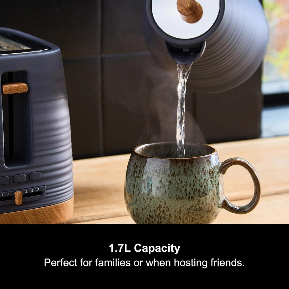 Morphy Richards Clay Flint Grey 1.7L 3kW Rapid Boil Jug Kettle 1031018