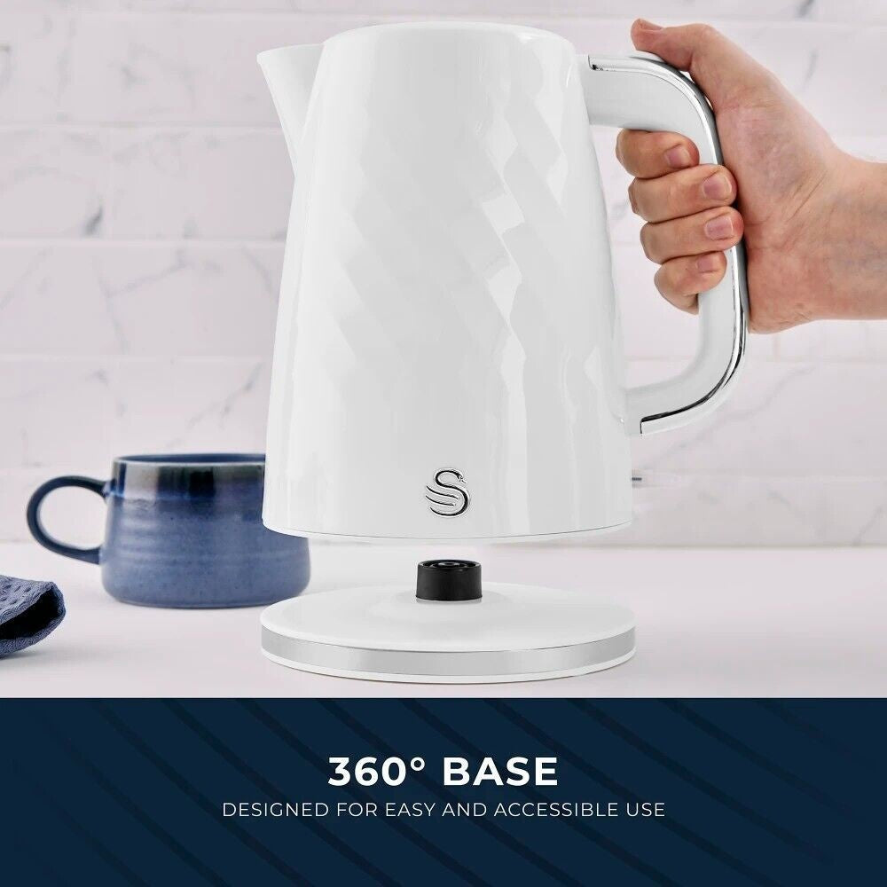 Swan Windsor White Kettle Toaster Breadbin Canisters Matching Kitchen Bundle Set6