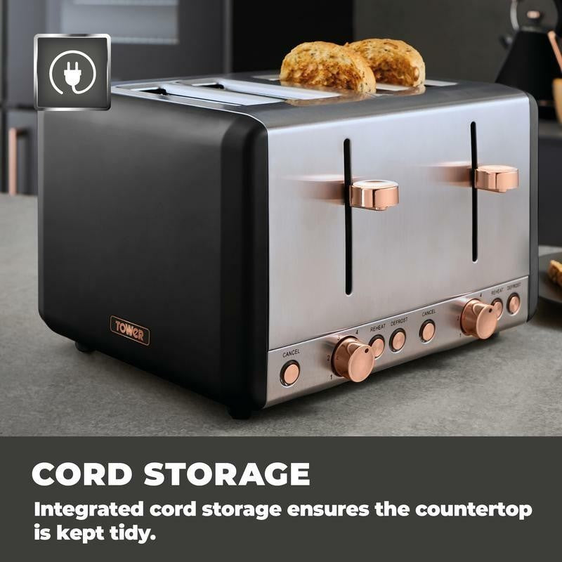 Tower Cavaletto Black Kettle Toaster Microwave Slow Cooker & Kitchen Storage Set7