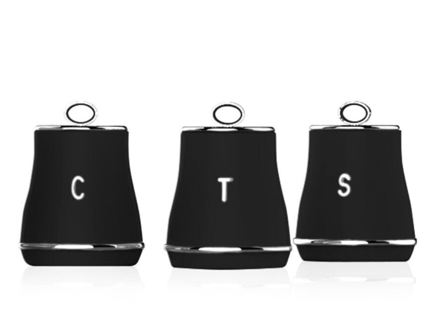 Tower Renaissance Stylish Black Tea, Coffee & Sugar Storage Canisters T826176BLK