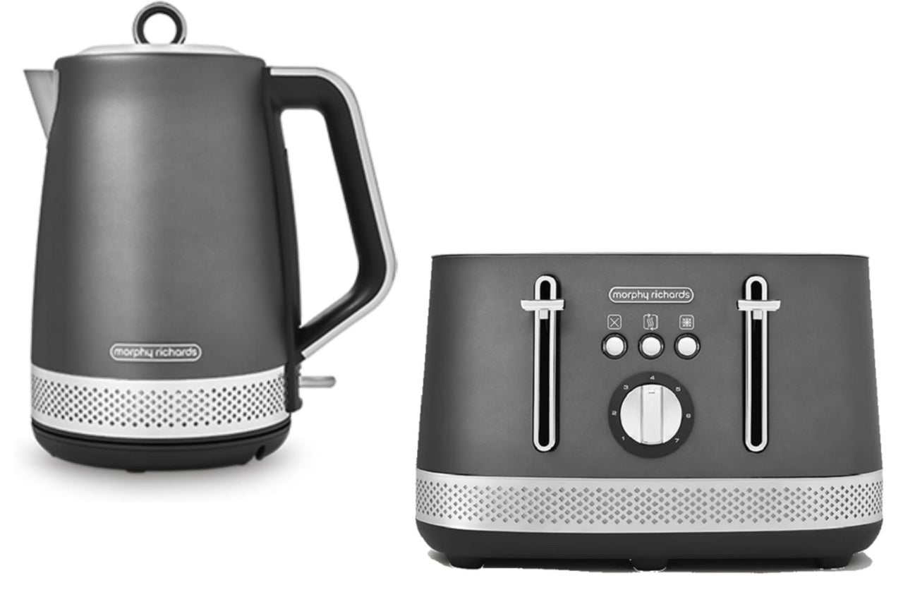 Morphy Richards Illumination Titanium 1.7L 3KW Kettle & 4 Slice Toaster in Grey