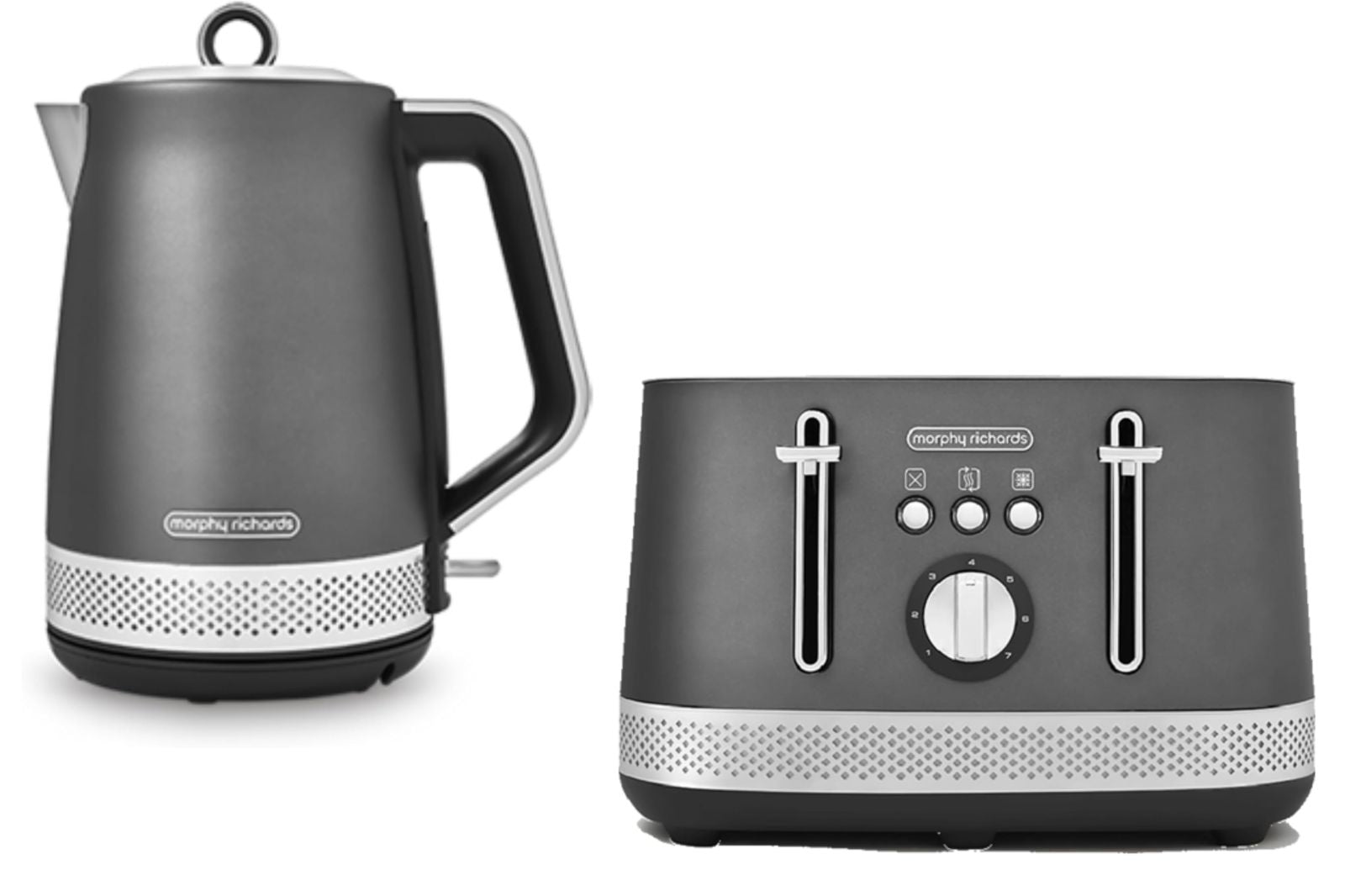 Morphy Richards Illumination Titanium 1.7L 3KW Kettle & 4 Slice Toaster in Grey