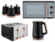 Tower Cavaletto Black Jug Kettle Toaster Microwave Canisters Kitchen Set0
