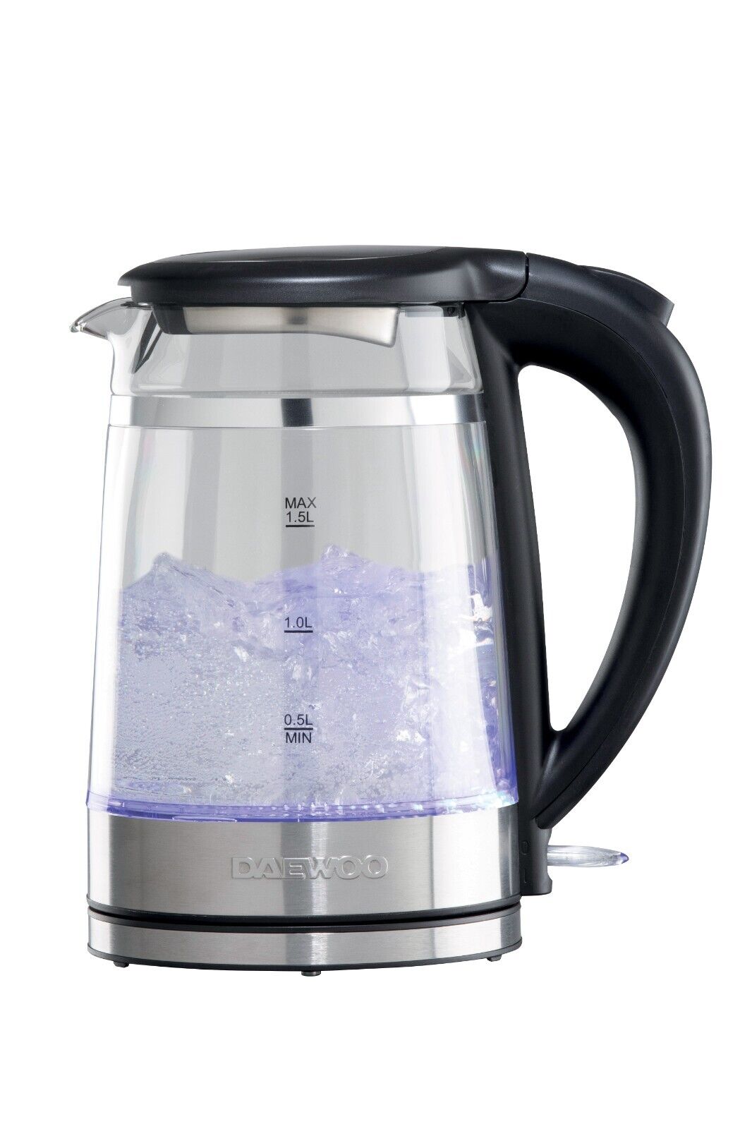 Daewoo Cool Touch Transparent 1.5L Glass Kettle with Light Up LED SDA2539GE