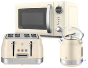 Swan Retro Revive Cream Stovetop Kettle Toaster Microwave Kitchen Bundle Set0