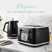 Swan Elegance Kettle, 4 Slice Toaster & 800W 20L Digital Microwave Set in Black3