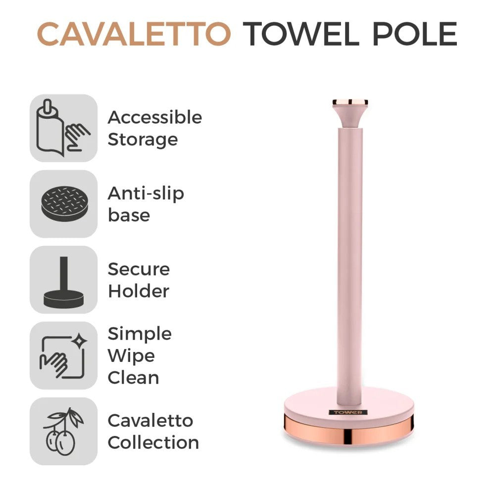 Tower Cavaletto Pink Kettle Toaster Breadbin Canisters Kitchen Roll Holder Set9