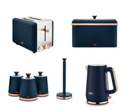 Tower Cavaletto Kettle, 2 Slice Toaster, 3 Canisters, Bread Bin &Towel Pole Blue0