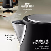 Tower Cavaletto Kettle, 2 Slice Toaster, Canisters, Bread Bin & Microwave Black7