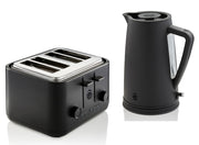 Swan Stealth 1.7L 3KW Kettle & 4 Slice Toaster Matching Set in Matte Black