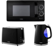Tower Sonar Black 1.7L 3KW Kettle, 2 Slice Toaster & T240242BLK 800W 20L Microwave Set