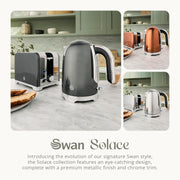 Swan Solace Graphite  Kettle & 2 Slice Toaster High Gloss Finish & Chrome Trim6
