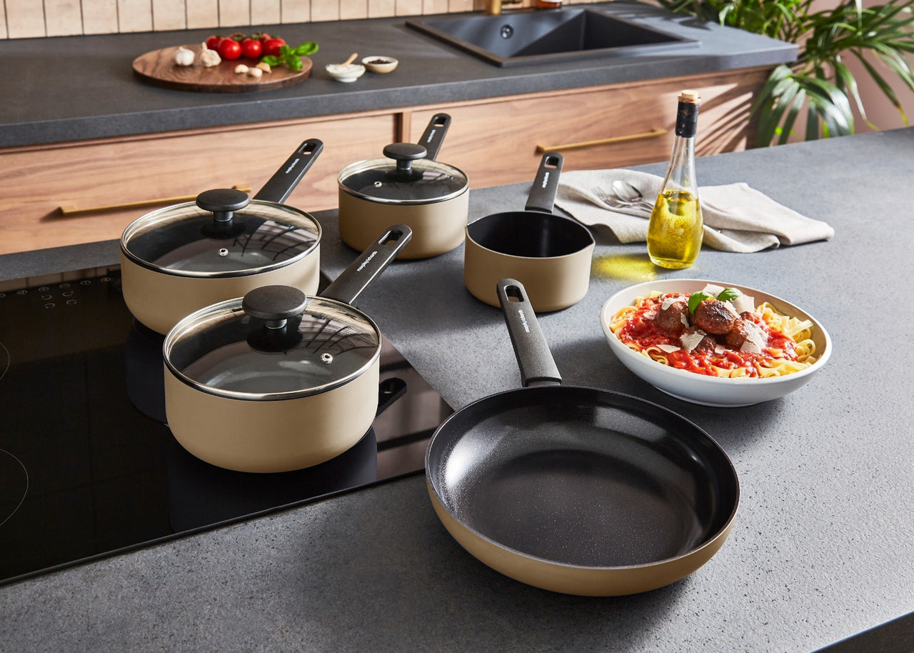 Morphy Richards Pan Set Cream Recycled Aluminium 5 Piece Cookware Set 8595041