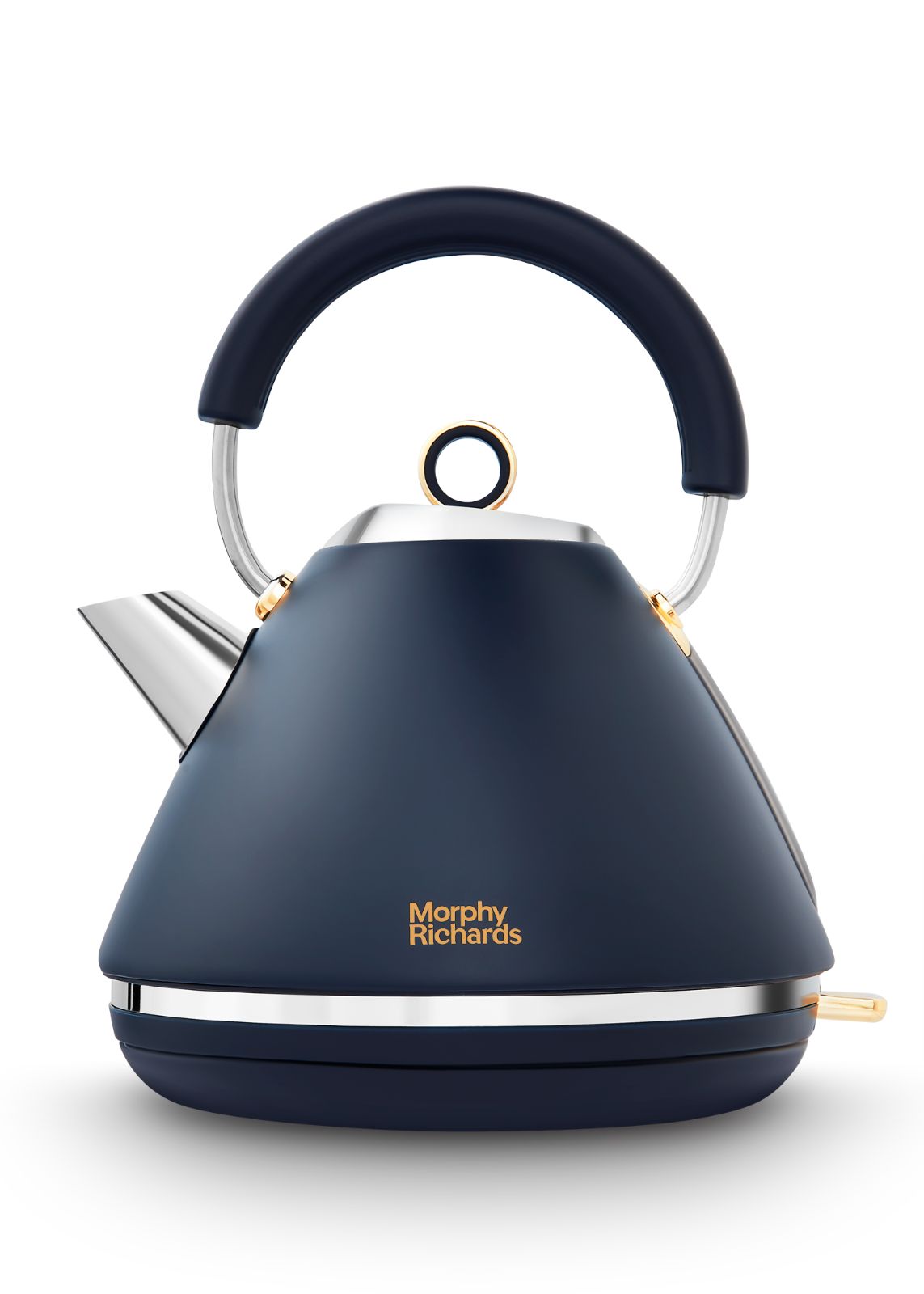 Morphy Richards Accents Navy & Gold 1.5L 3KW Pyramid Kettle & 4 Slice Toaster.  Classic Design Kettle & Toaster Matching Set with Modern Features