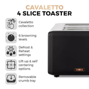 Tower Cavaletto Kettle, 4 Slice Toaster, Canisters, Towel Pole & Microwave Black2