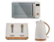 Morphy Richards Clay Kettle, 4 Slice Toaster and Microwave Set in China White0