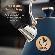 Tower Cavaletto Blue Kettle Toaster Microwave Breadbin Canisters Towel Pole Set17