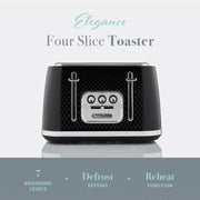 Swan Elegance Kettle, 4 Slice Toaster & 800W 20L Digital Microwave Set in Black6