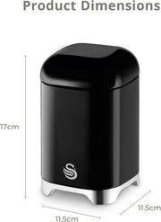 Swan Solace Black Breadbin & 3 Canisters Kitchen Storage Set Chrome Trim6