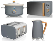 Swan Nordic Grey 1.7L Kettle 4 Slice Toaster  Microwave & 3.5L Slow Cooker Set