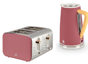 Swan Nordic 1.7L 3KW Kettle & 4 Slice Toaster in Fuchsia Rose. Scandinavian Minimalist Design Matching Kitchen Set