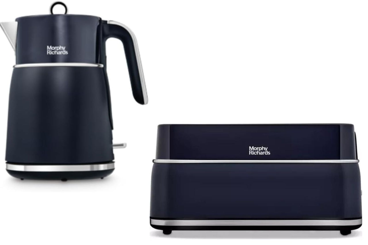 Morphy Richards Signature Matt 1.5L 3KW Jug Kettle & 4 Slice Toaster in Midnight Blue