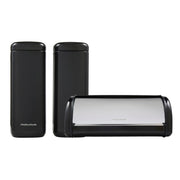 Morphy Richards Equip Black Large Roll Front Bread Bin & Large Storage Canisters0