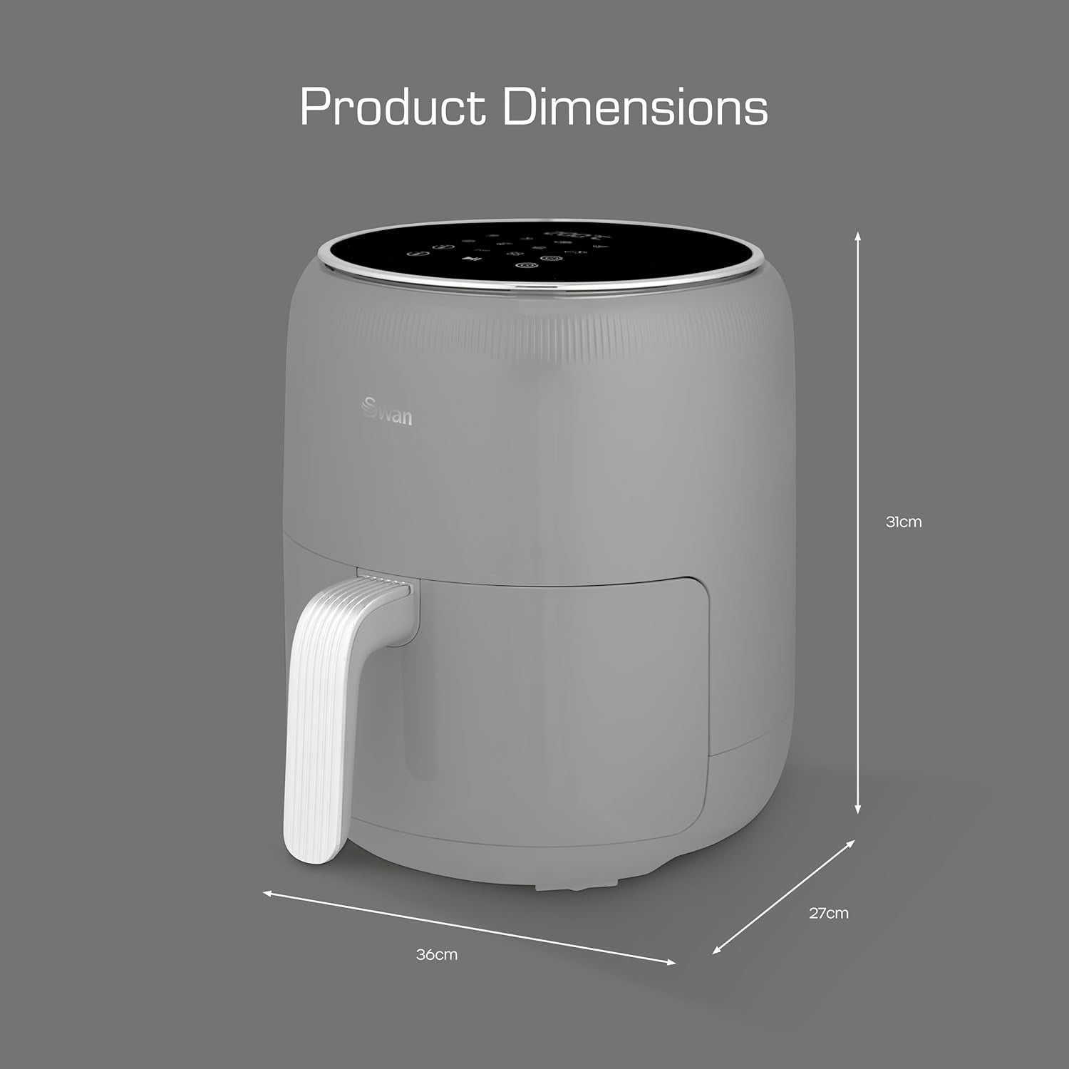 Swan Retro Grey Kitchen Set Kettle Toaster & 4.5L Digital Air Fryer Bundle Set14