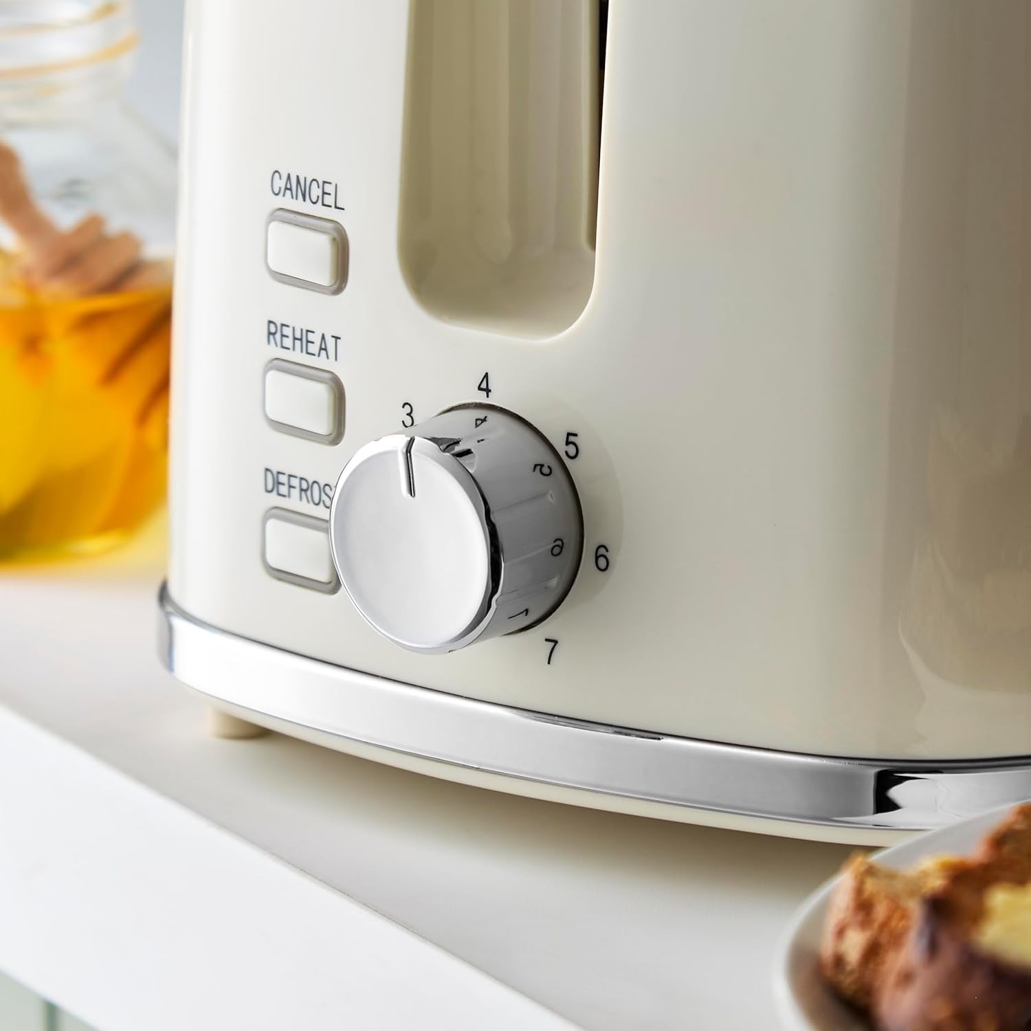 Swan Hexton Cream Kettle 2 Slice Toaster Set Hexagonal Texture Chrome Accents7