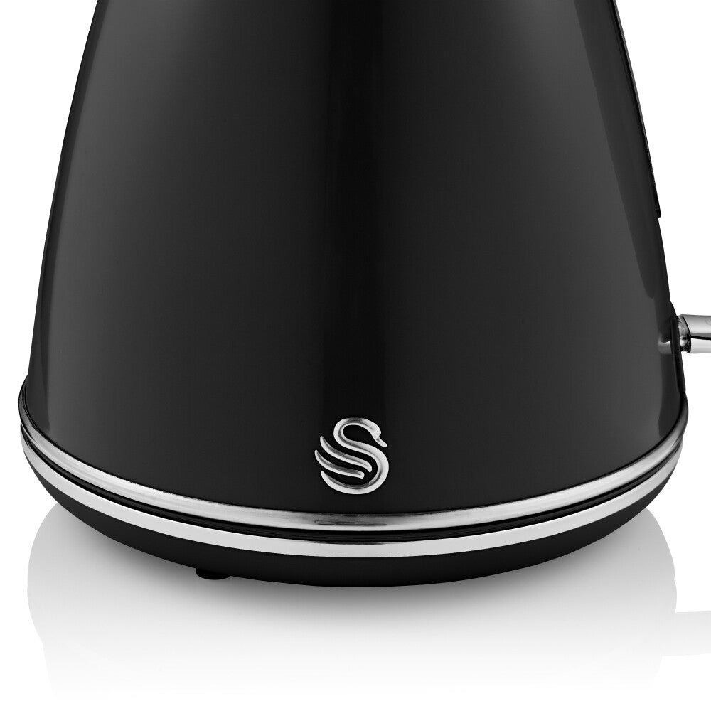 Swan Retro Black Kettle 4 Slice Toaster Microwave & Canisters Kitchen Set of 65