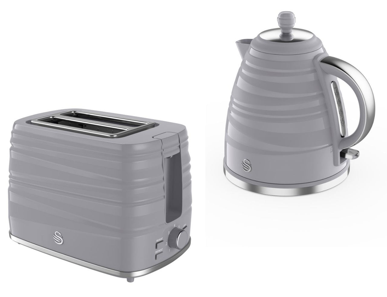 Swan Symphony Grey 3KW 1.7L Kettle & 2 Slice Toaster Matching Set