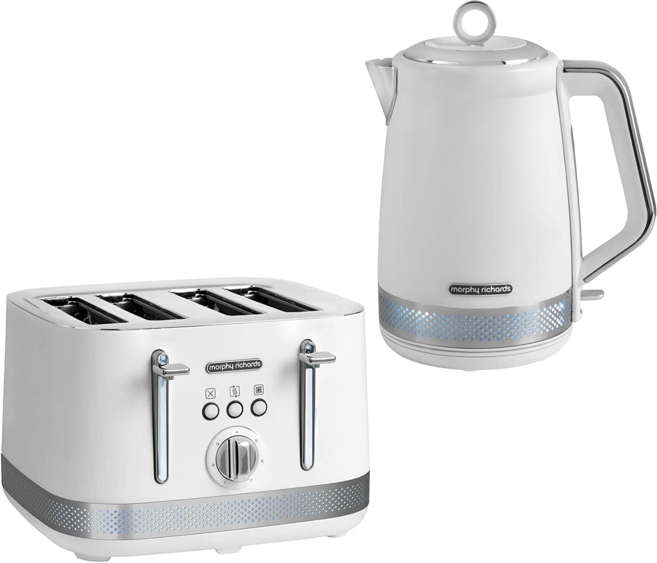 Morphy Richards Illumination White 1.7L Kettle & 4 Slice Toaster Matching Set
