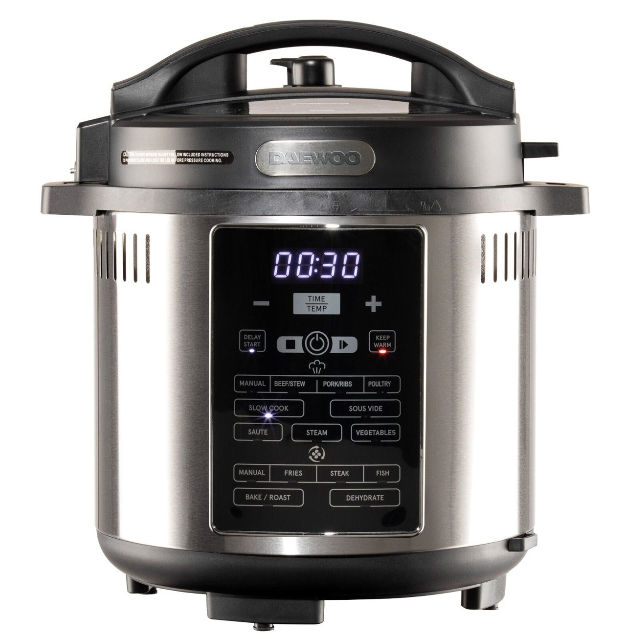 Daewoo 6L 2-in-1 Air Fryer & Pressure Cooker with 15 One Touch Cooking Pre-Sets SDA2621GE