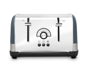 Morphy Richards Venture Retro Basalt 1.5L 3KW Pyramid Kettle & 4 Slice Toaster. Elegant Matching Retro Style Set in Grey/Blue Colour