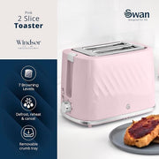 Swan Windsor Pink 1.7L Kettle & 2 Slice Toaster Set with Chrome Accents4