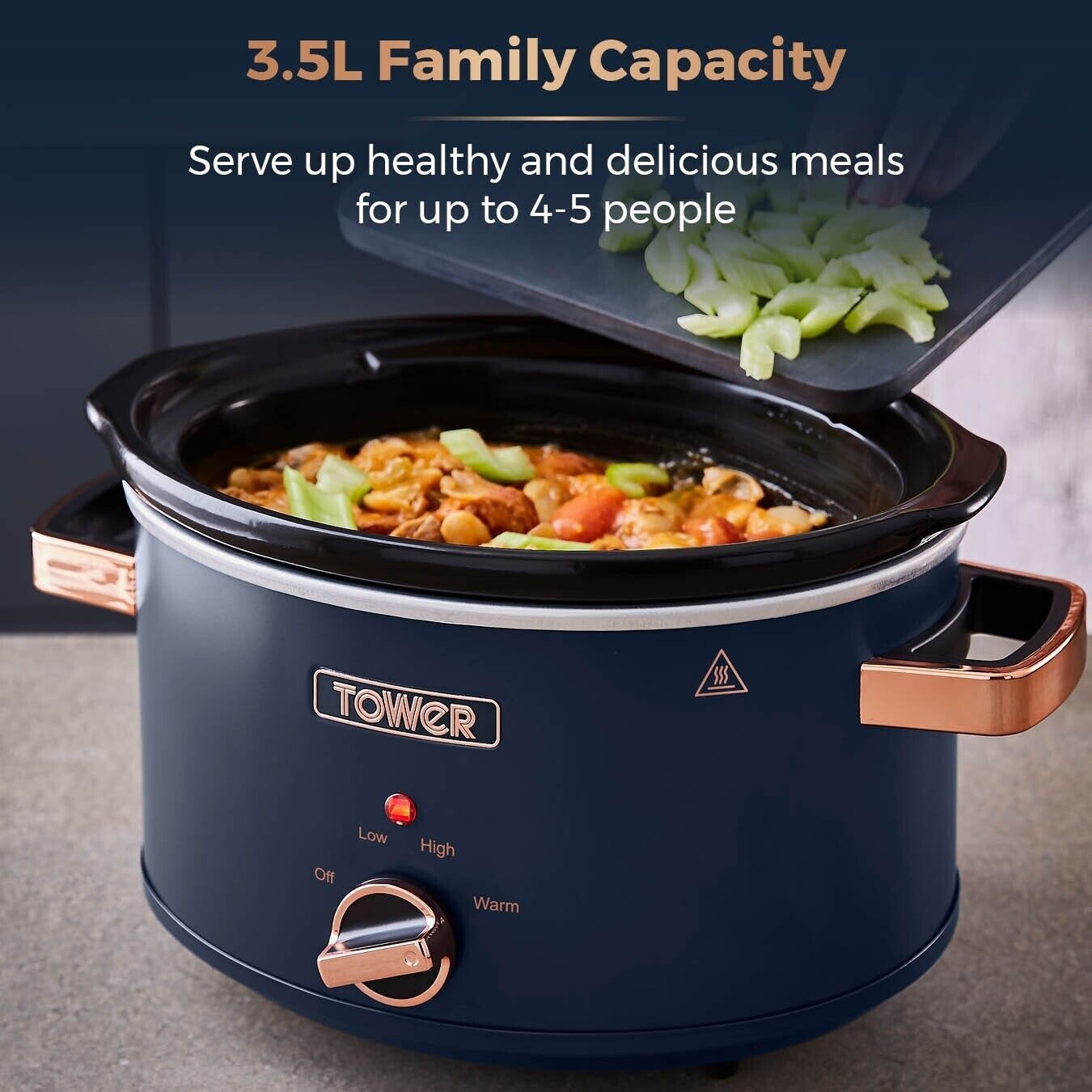 Tower Cavaletto Blue Kettle Toaster Microwave 3.5L Slow Cooker Kitchen Set3